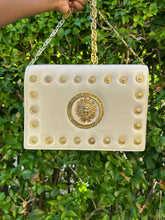 Load image into Gallery viewer, Cream & gold leather crossbody
