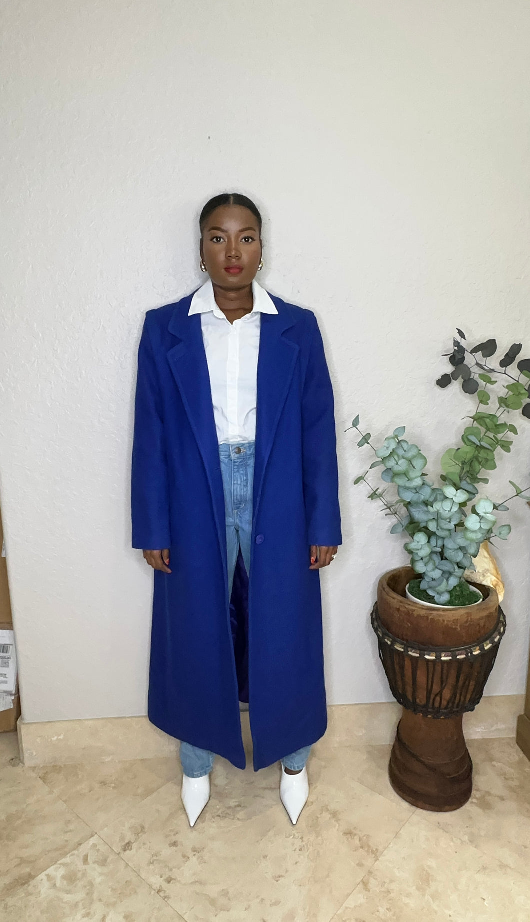 Vintage Blue Wool Trench