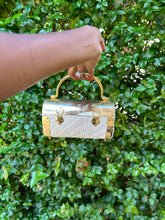Load image into Gallery viewer, Vintage Wicker Gold Handbag
