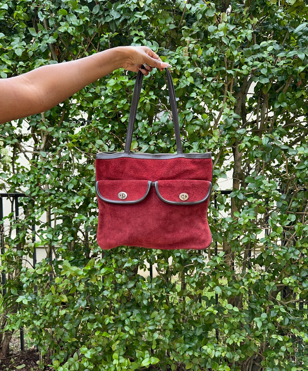 Burgundy Suede Handbag