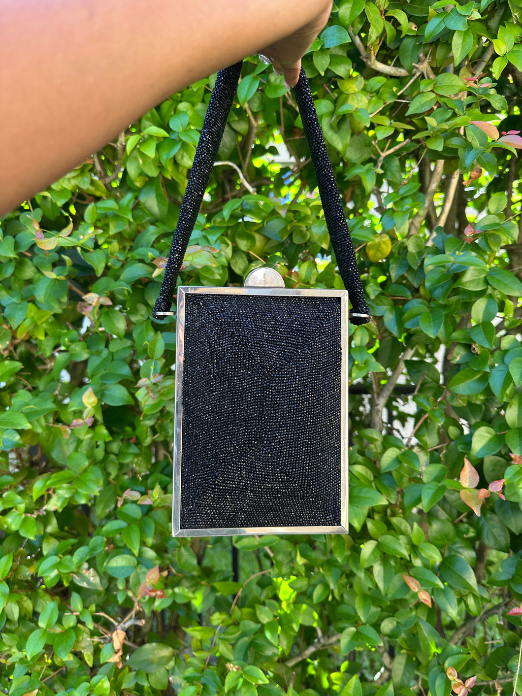 Vintage Black beaded top handle