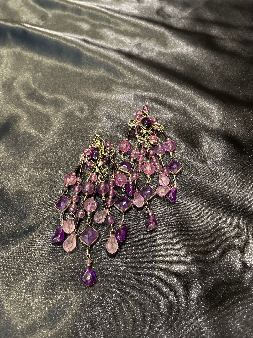 Vintage Purple Gem Dangle Earrings