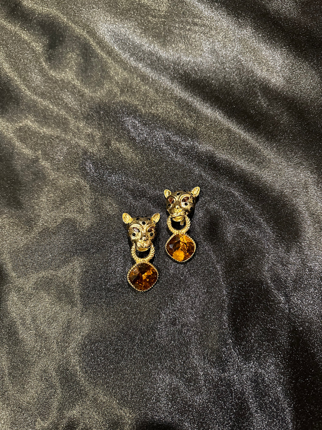 Gold/Amber Cheetah Earrings