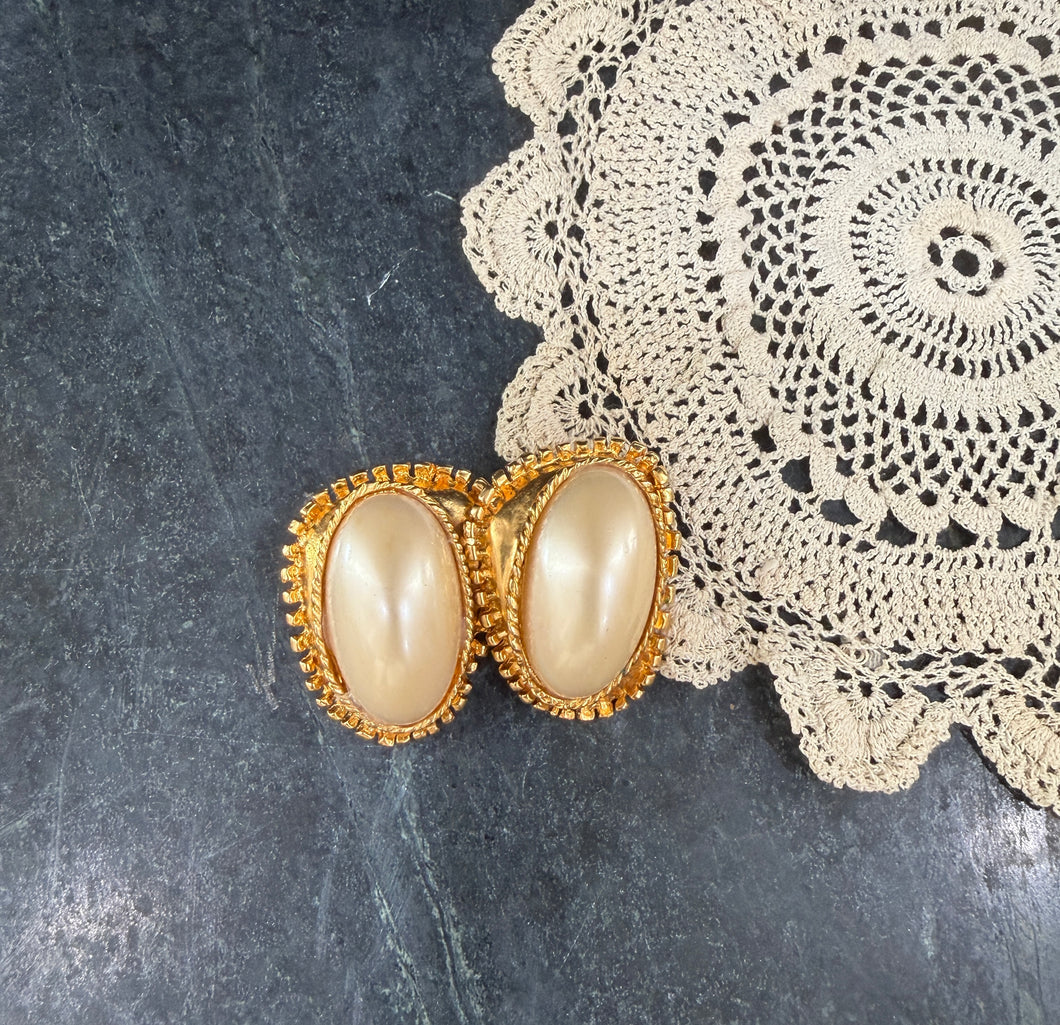 Matte Gold Pearl Earrings