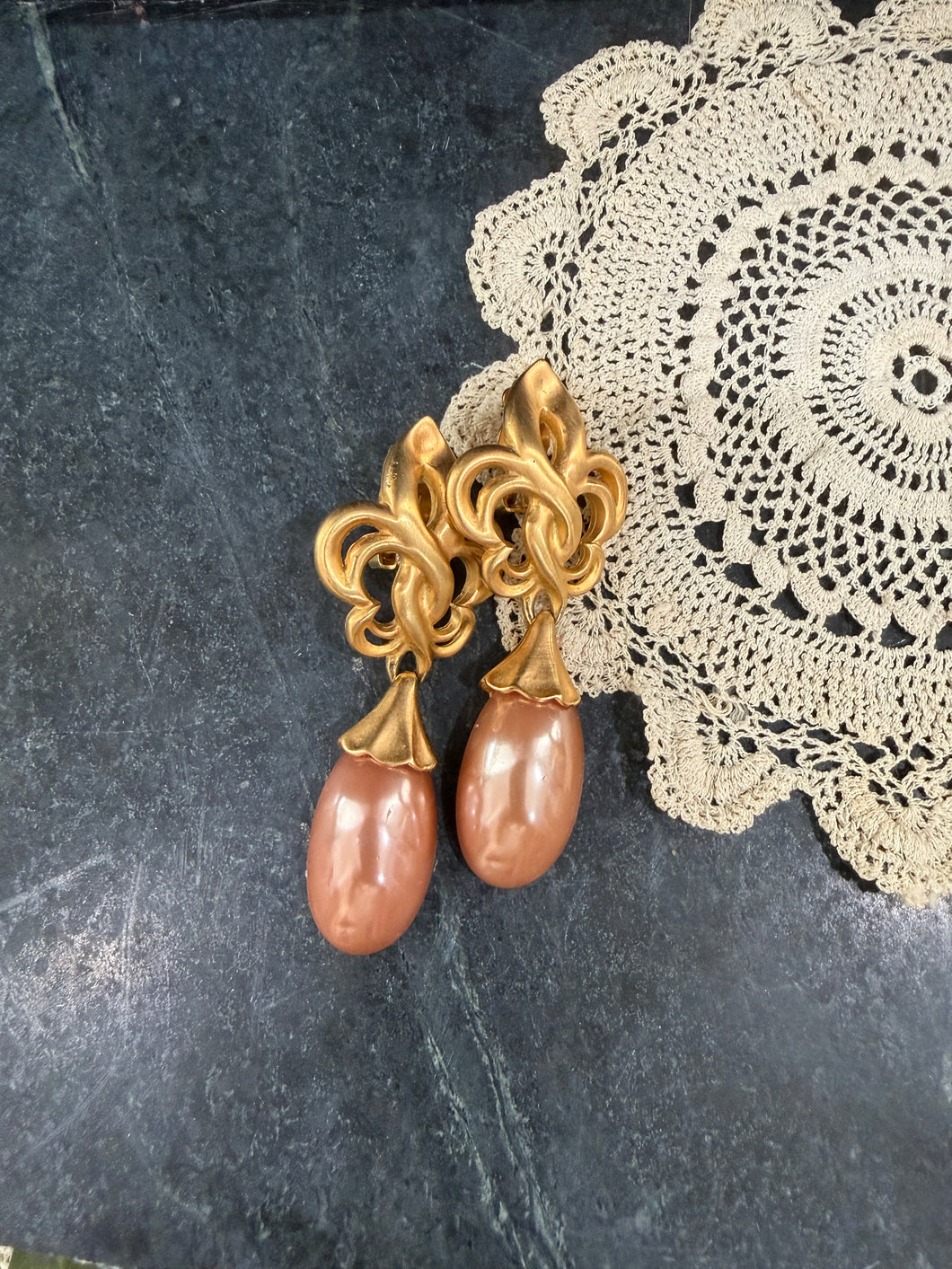 Matte Gold Pearl Drop Earrings
