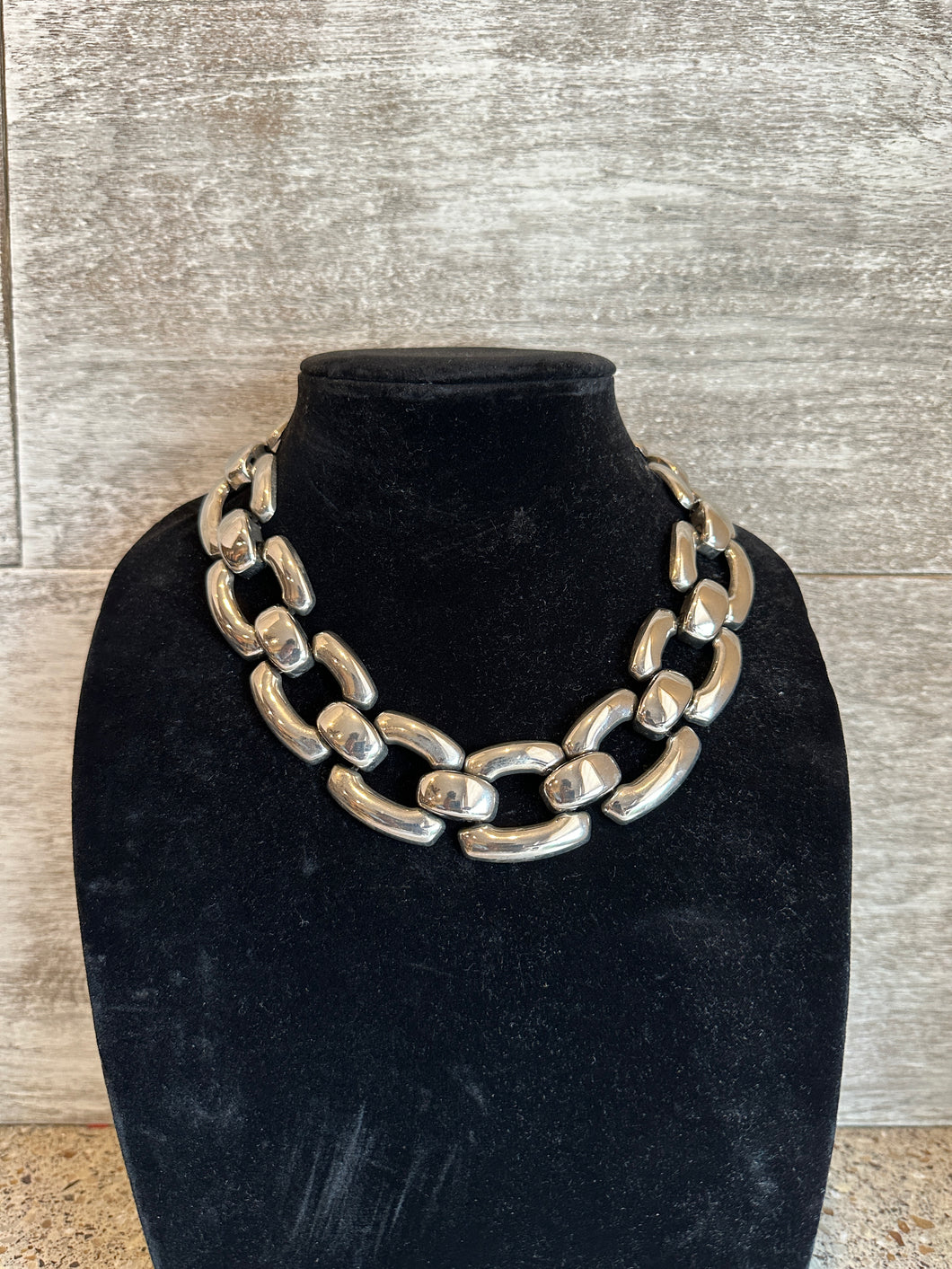 Vintage Chunky Silver Tone Necklace