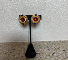Load image into Gallery viewer, Red &amp; Blue Jeweled Earrings (2)
