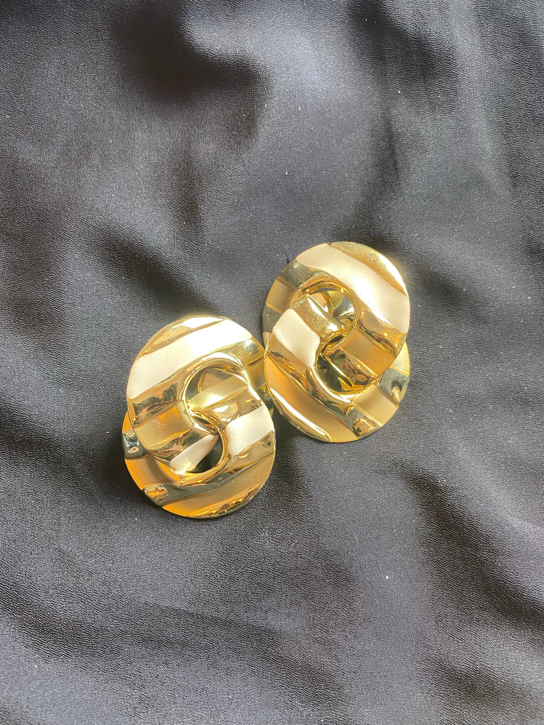 Gold/Tan Striped Earrings
