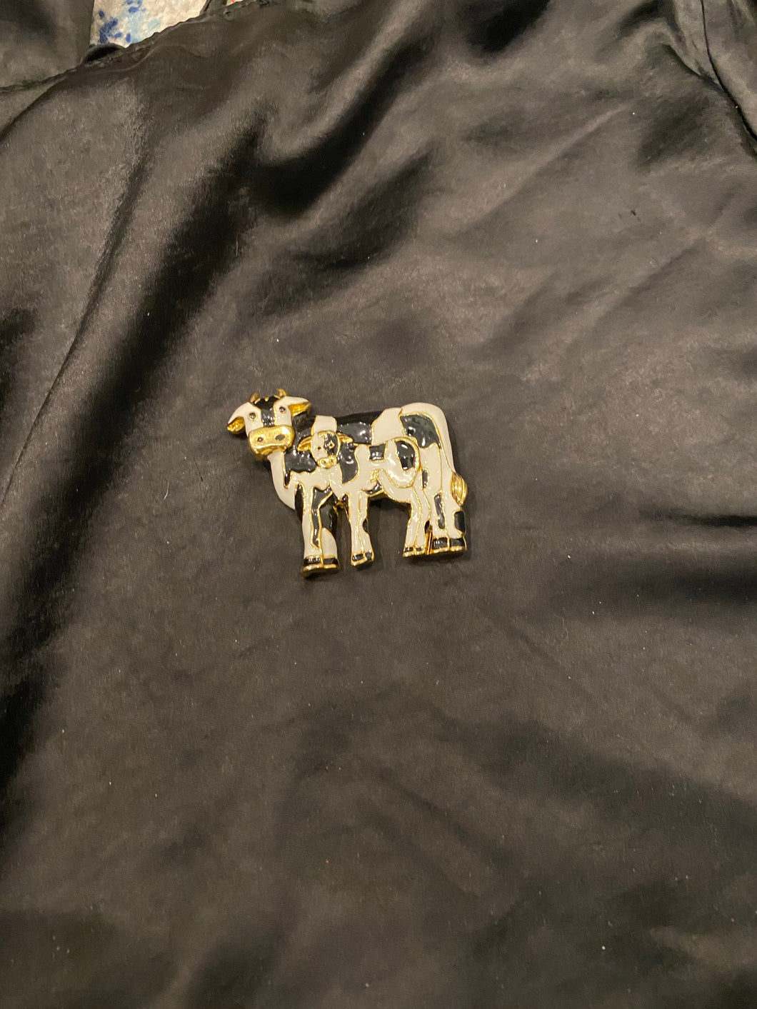 Gold/Black Cow Brooch