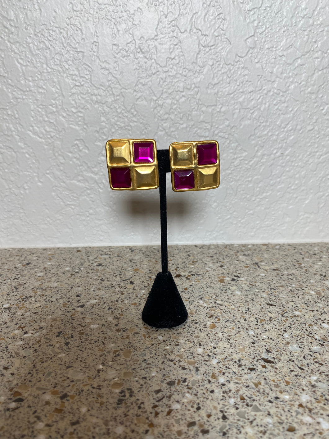 Purple & Matte Gold Earrings