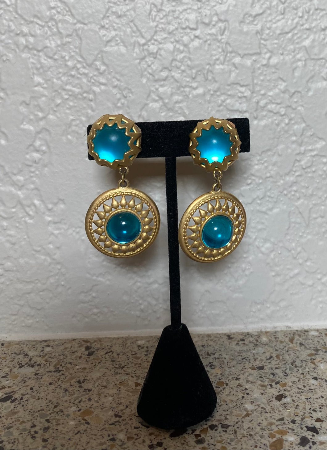 Matte Gold Jeweled Earrings